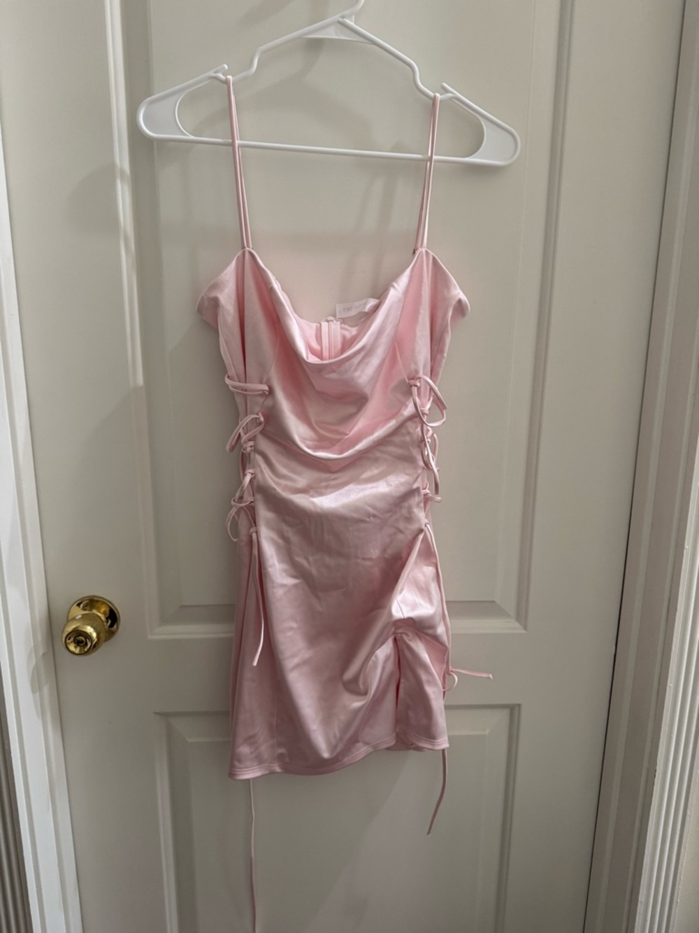 Lucy in the Sky pink lace up dress